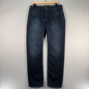 G-Star Raw 3301 Straight Jeans Mens 33x34 Blue Dark Wash Denim‎ Heavy Classic